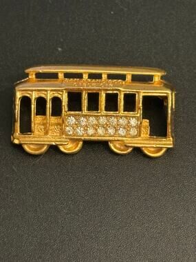 Vintage San Francisco Cable Car Rhinestone Brooch